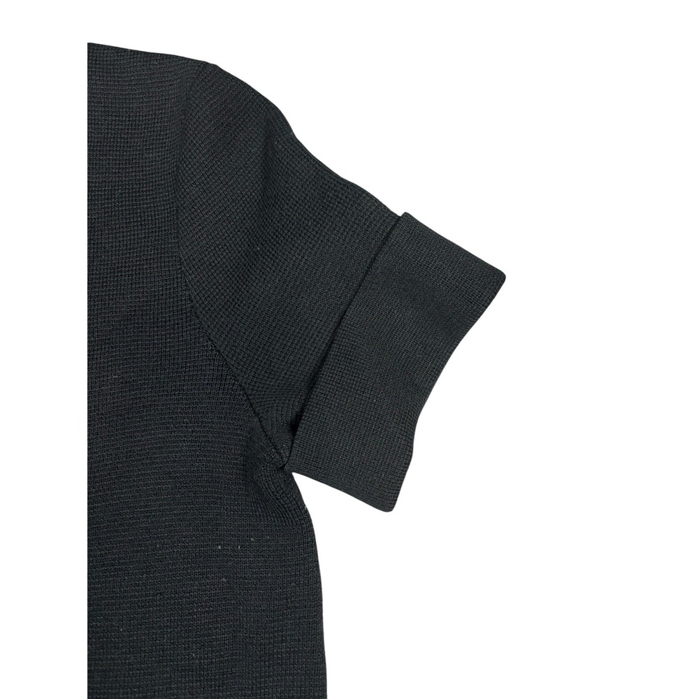 Madewell Black Short Sleeve Waffle Knit Sweater‎ Crew Neck Cuffed Top Small - Picture 6 of 7